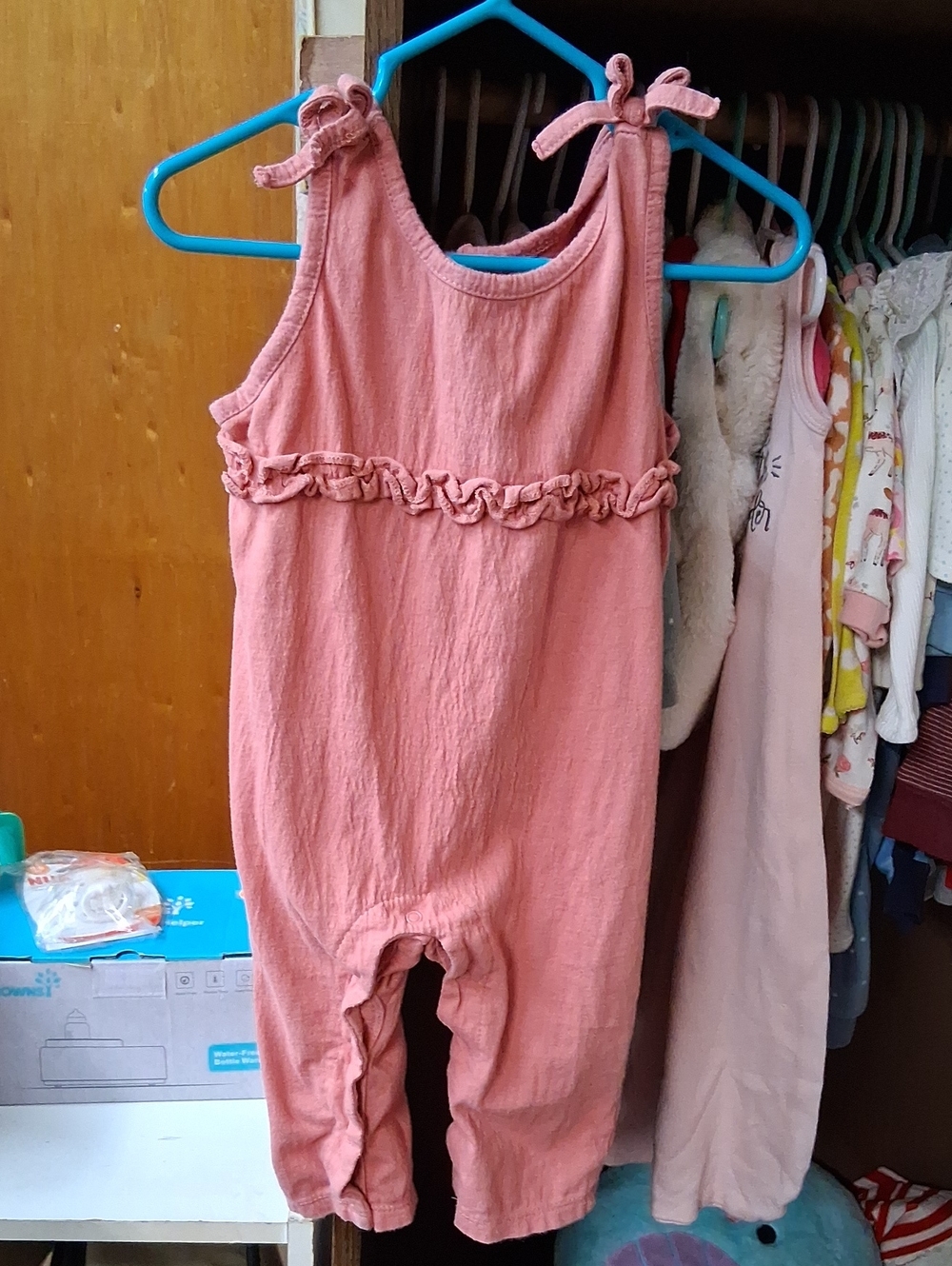 chick pea Dusty Pink Tie-Shoulder Ruffle Romper